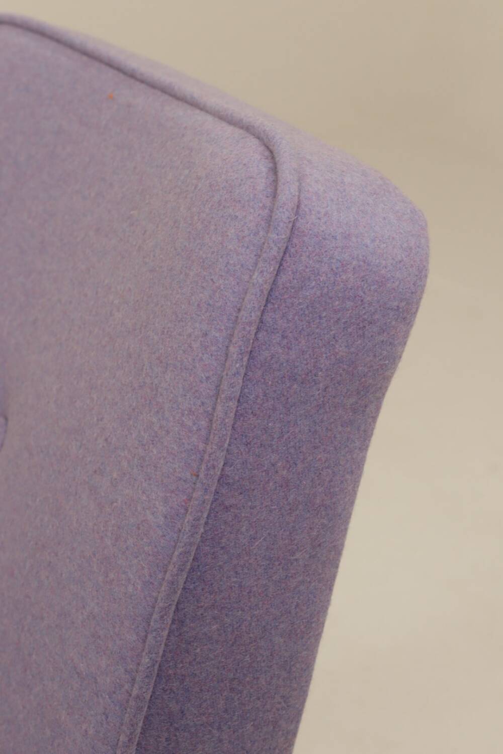 Mid-century modern armchair, oak wood, natural wool.