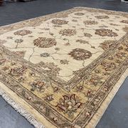 Handmade Cream Wool Rug, Traditional Floral Carpet for Bedroom Living Room