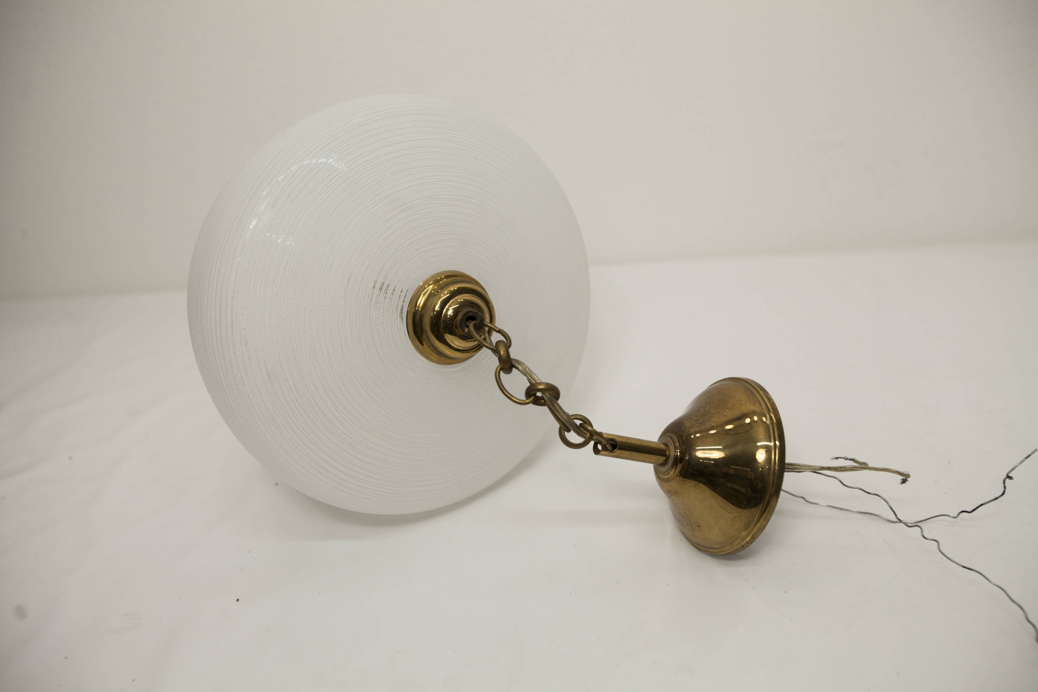 Lustre Italy 1960 striped glass and mid-century brass 1950