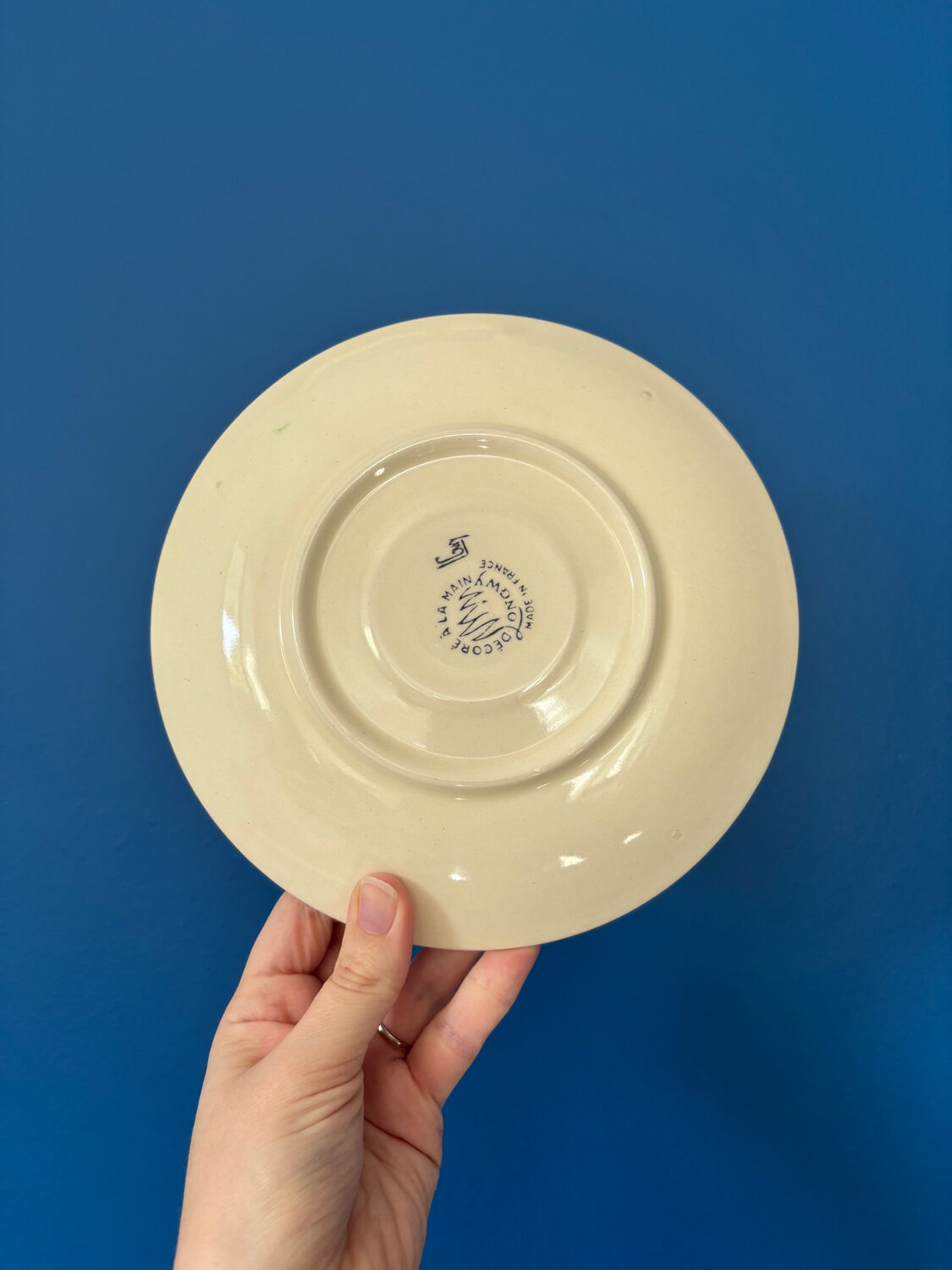 4 vintage Longwy dessert plates in high-fire earthenware