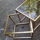 Vintage 1980s gold metal and smoked glass nesting tables