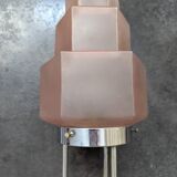 Vintage Skyscraper ceiling light, pink glass table lamp, Bauhaus Art.