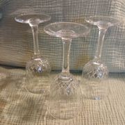 3 antique crystal stemmed glasses