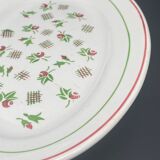 Oval ceramic serving and presentation dish with burgundy and green flower motif - MLRDP14