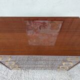 Vintage chest of drawers with spindle feet, mirror effect