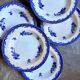 6 Staffordshire blue ironstone soup plates