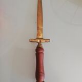 Sword-shaped letter opener paper cutter with turned wooden handle