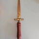 Sword-shaped letter opener paper cutter with turned wooden handle