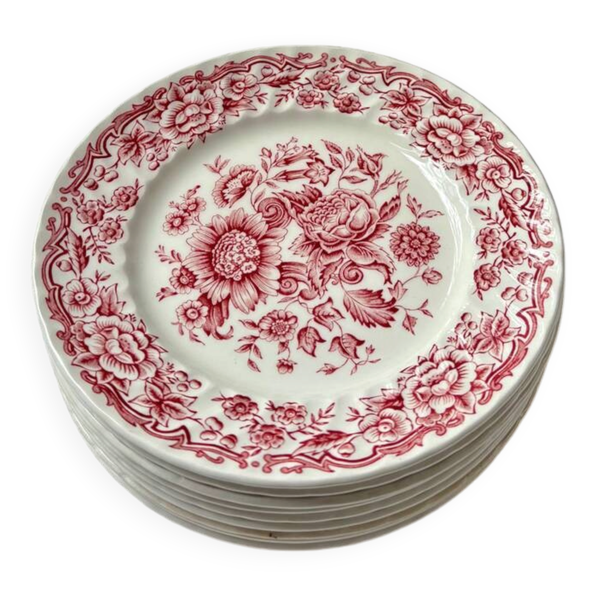 9 assiettes à dessert Ridgway Ironstone Staffordshire England Clifton