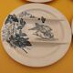 4 asparagus plates Longwy model Birds flowers blue decoration