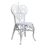 Peacock heart chair, white rattan, 1970s