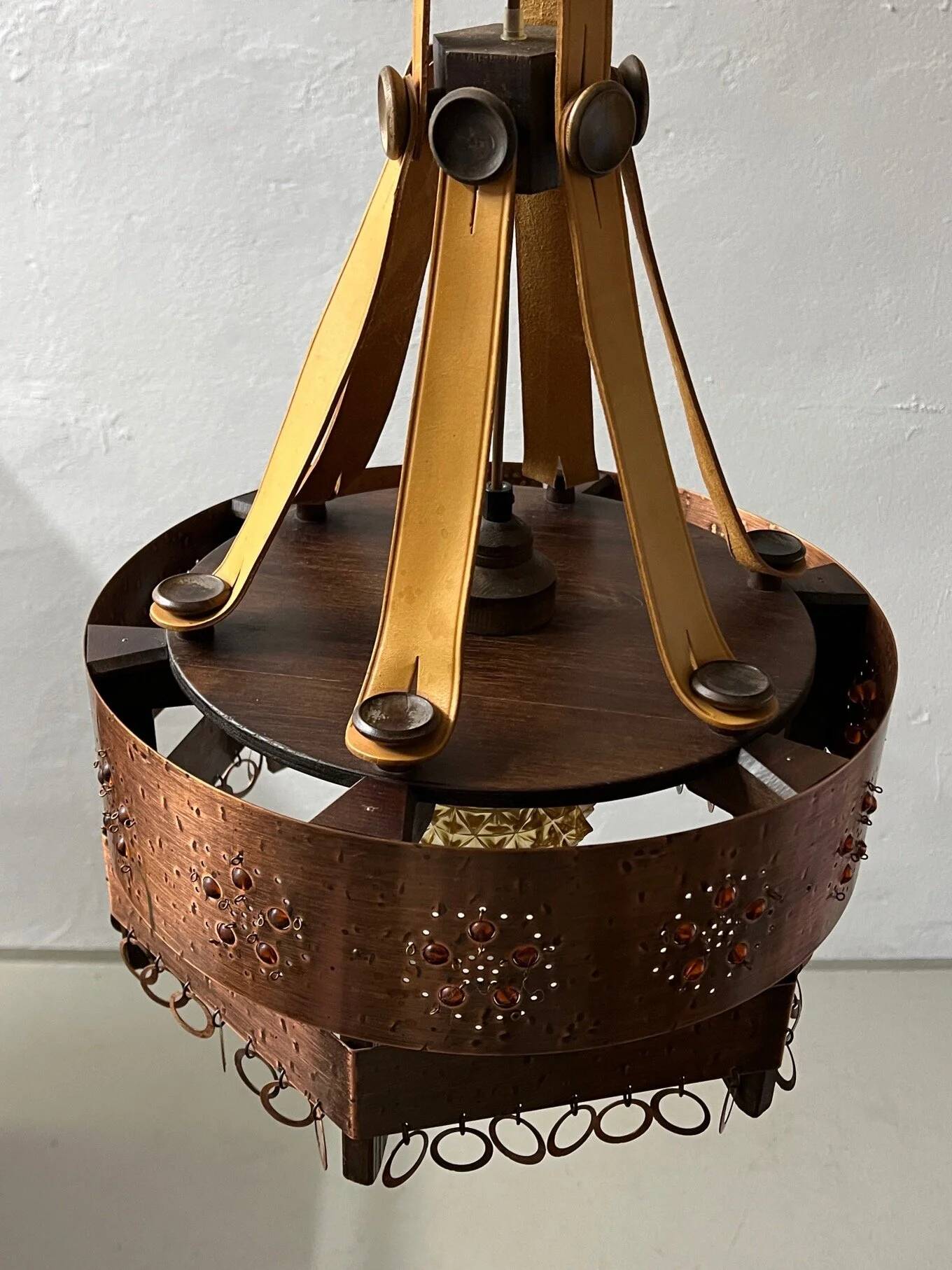 Arts and crafts metal ceiling lamp | Sweden | 1920s