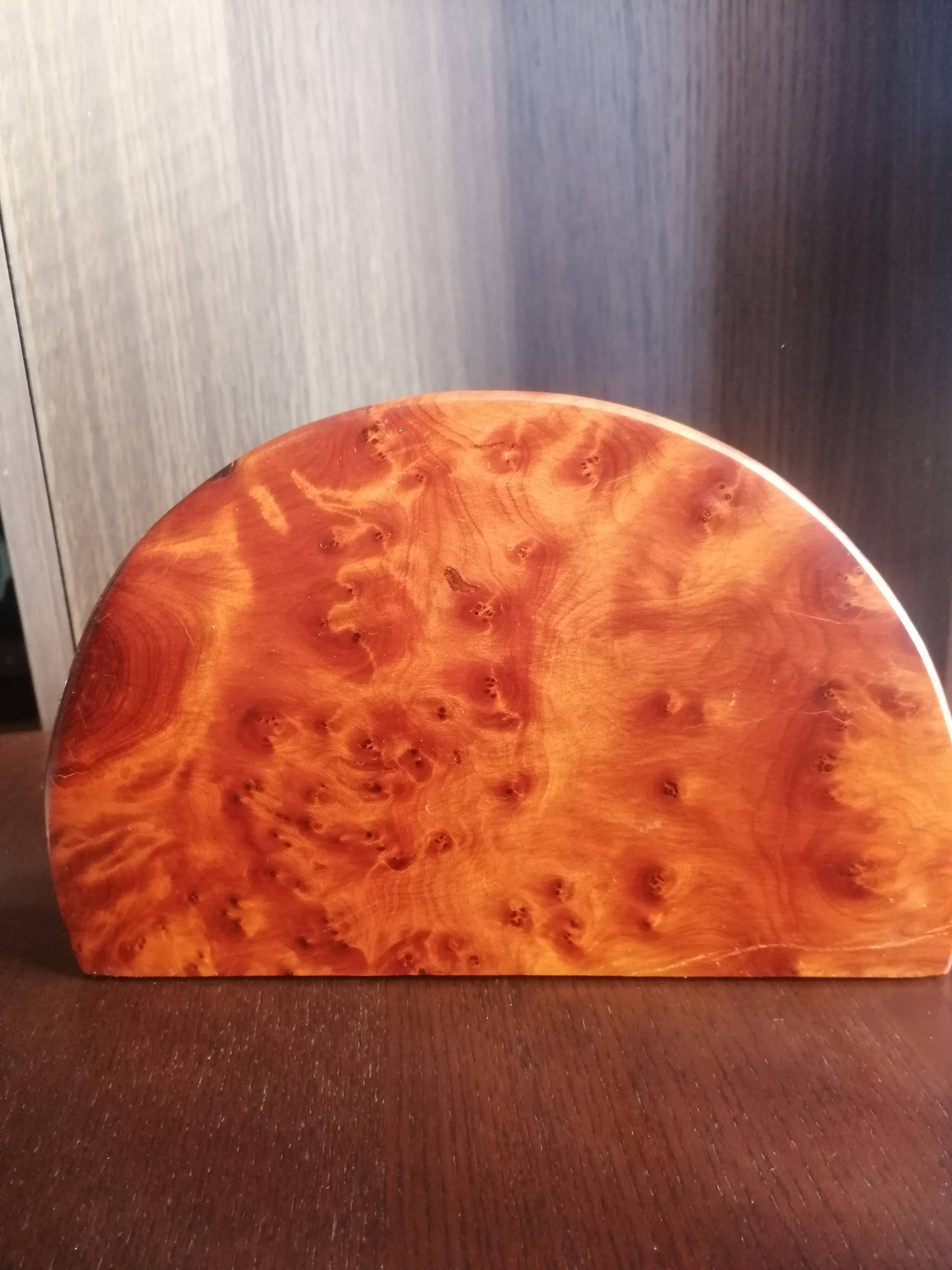 Art-Deco mail holder in raw wood