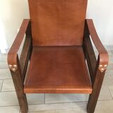 Pair of vintage design safari armchairs 50s