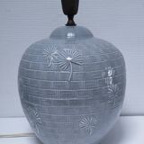 ceramic lamp in the shape of an XL pot, palm leaf decor, 80s