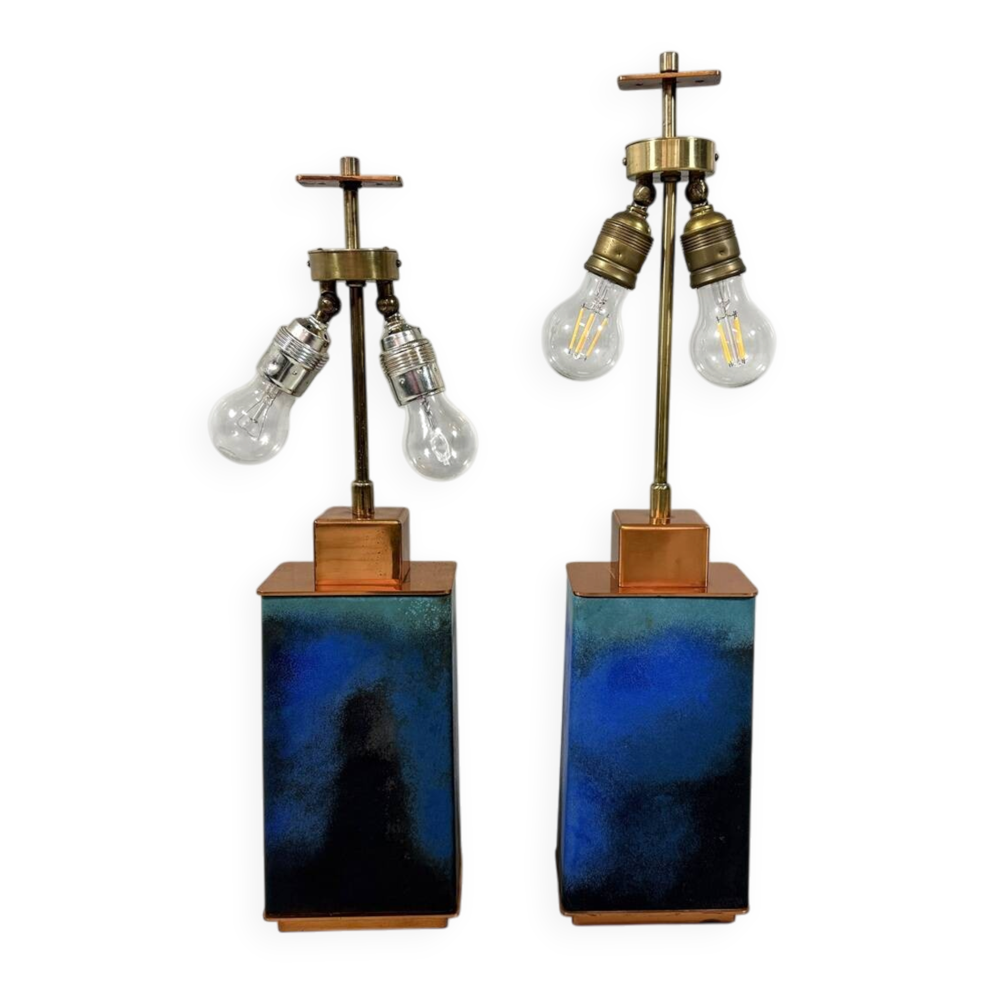 Ensemble de 2 grandes bases de lampes de table des années 1960.