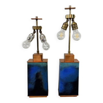 Ensemble de 2 grandes bases de lampes de table des années 1960.