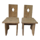 2 vintage chairs in brutalist style made of pitch pine with a waxed finish.