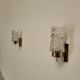 Pair of vintage brass and glass wall lights from the 1960s