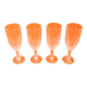 4 old Champagne flutes Transparent faceted glass / Honeycomb