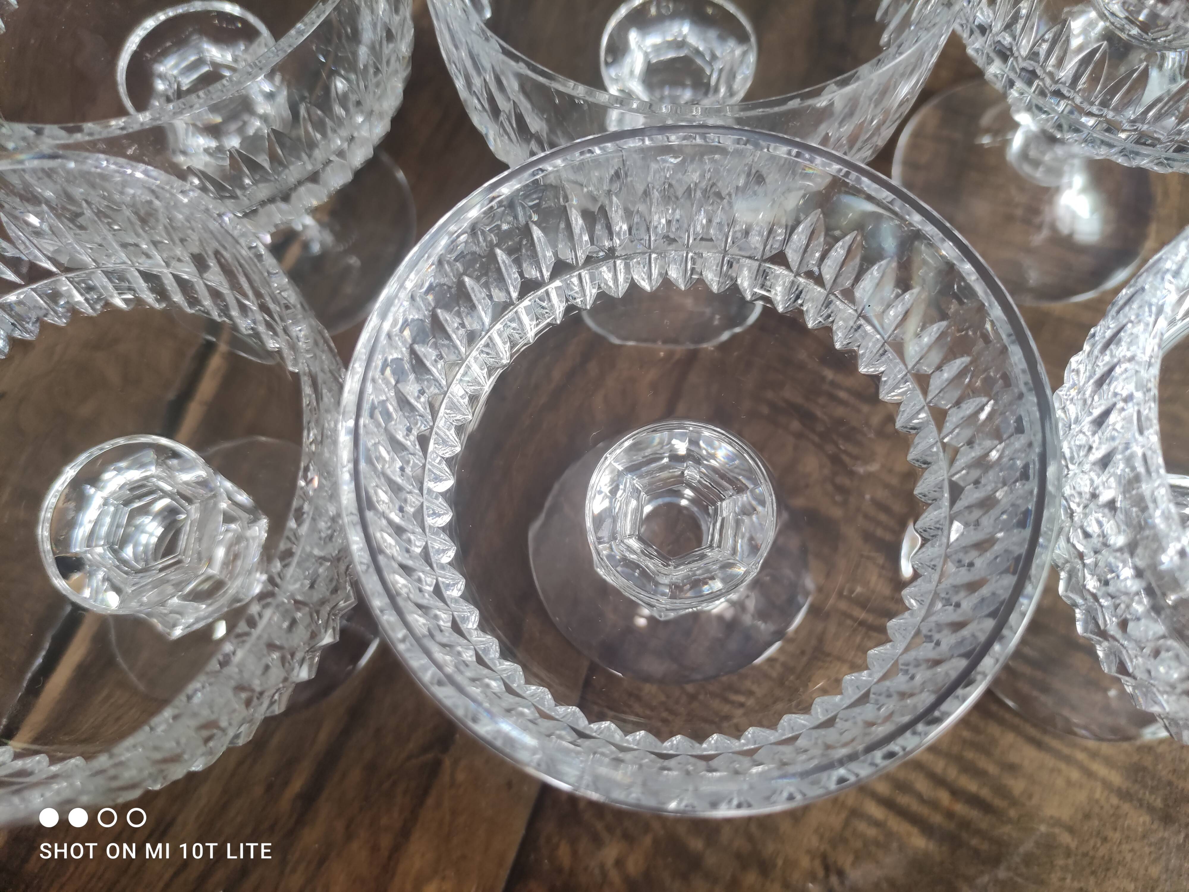 Lot de 6 coupes à champagne en cristal ciselé ancien petite contenance