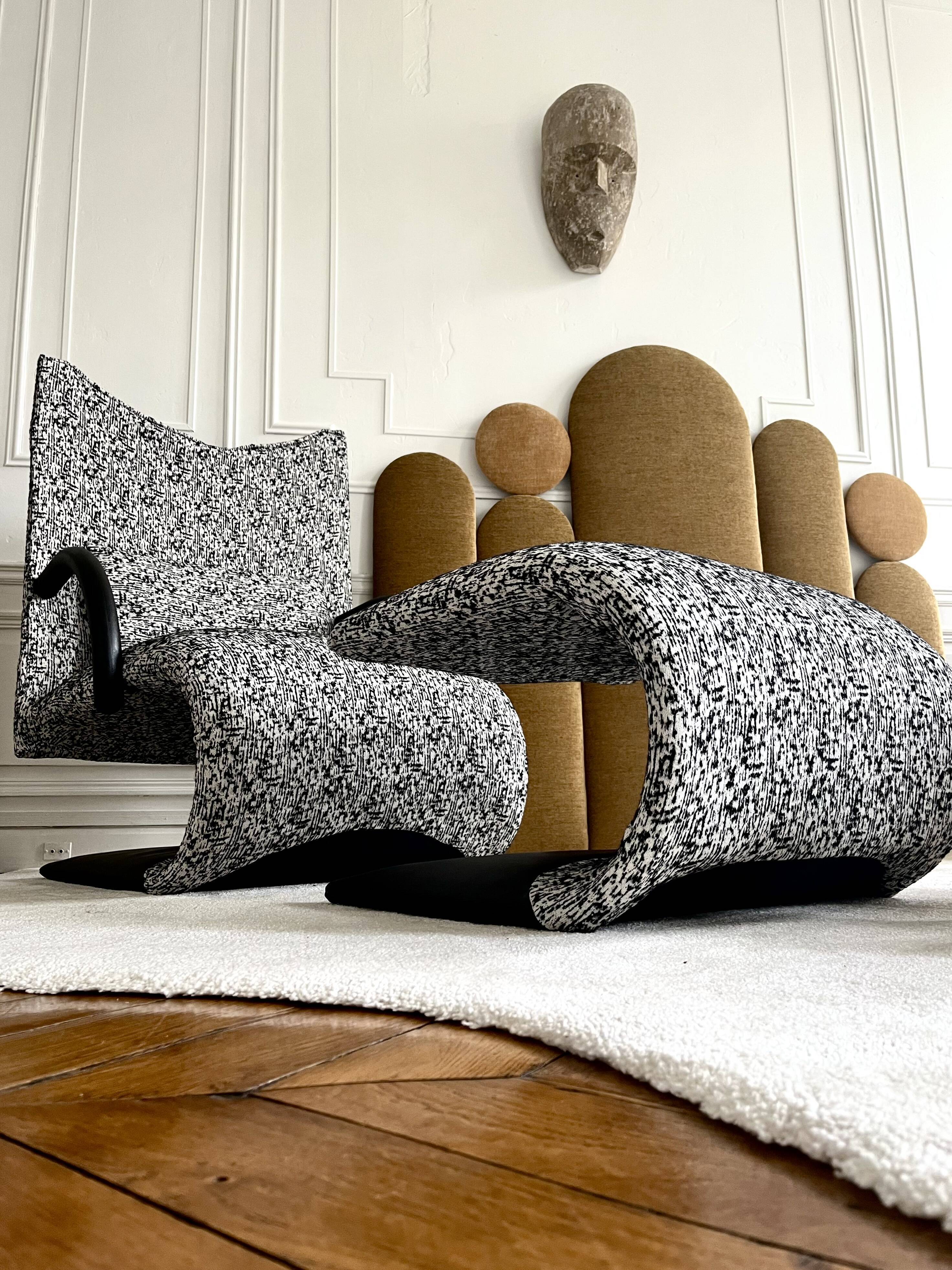 Armchair set and footrest vintage design line Roset Zen