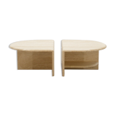 Table basse italienne en travertin 2 pièces, années 70