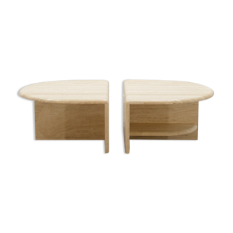 2 piece Italian travertine coffee table, 70s