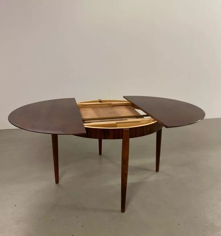 1960s Midcentury round rosewood dining table, Lübke