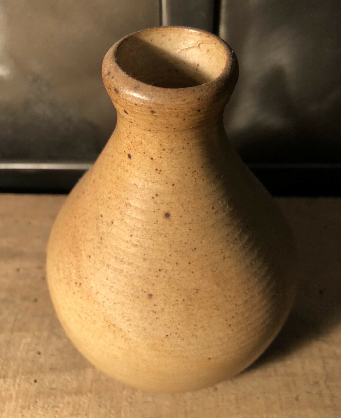 Soliflore vase in ceramic salt sandstone signed JC Courjault 70s