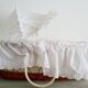 1970s rattan cradle/bassinet with hood and arch
