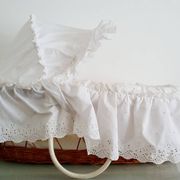 1970s rattan cradle/bassinet with hood and arch