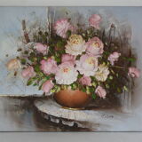 Tableau huile bouquet de fleurs