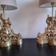 Paire de lampes anciennes en bronze style Louis XV Chenets d'époque XIX ème