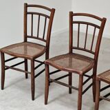 Set of 4 old Thonet style cane bistro chairs from the 1930s