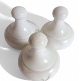 Art Deco Alabaster Set of Three Lidded Urns, Hand-Carved in Spain