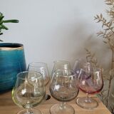 Six coloured digestive glasses