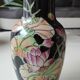 Vintage Asian/Chinese baluster vase, glazed ceramic - floral motifs/Exotic birds