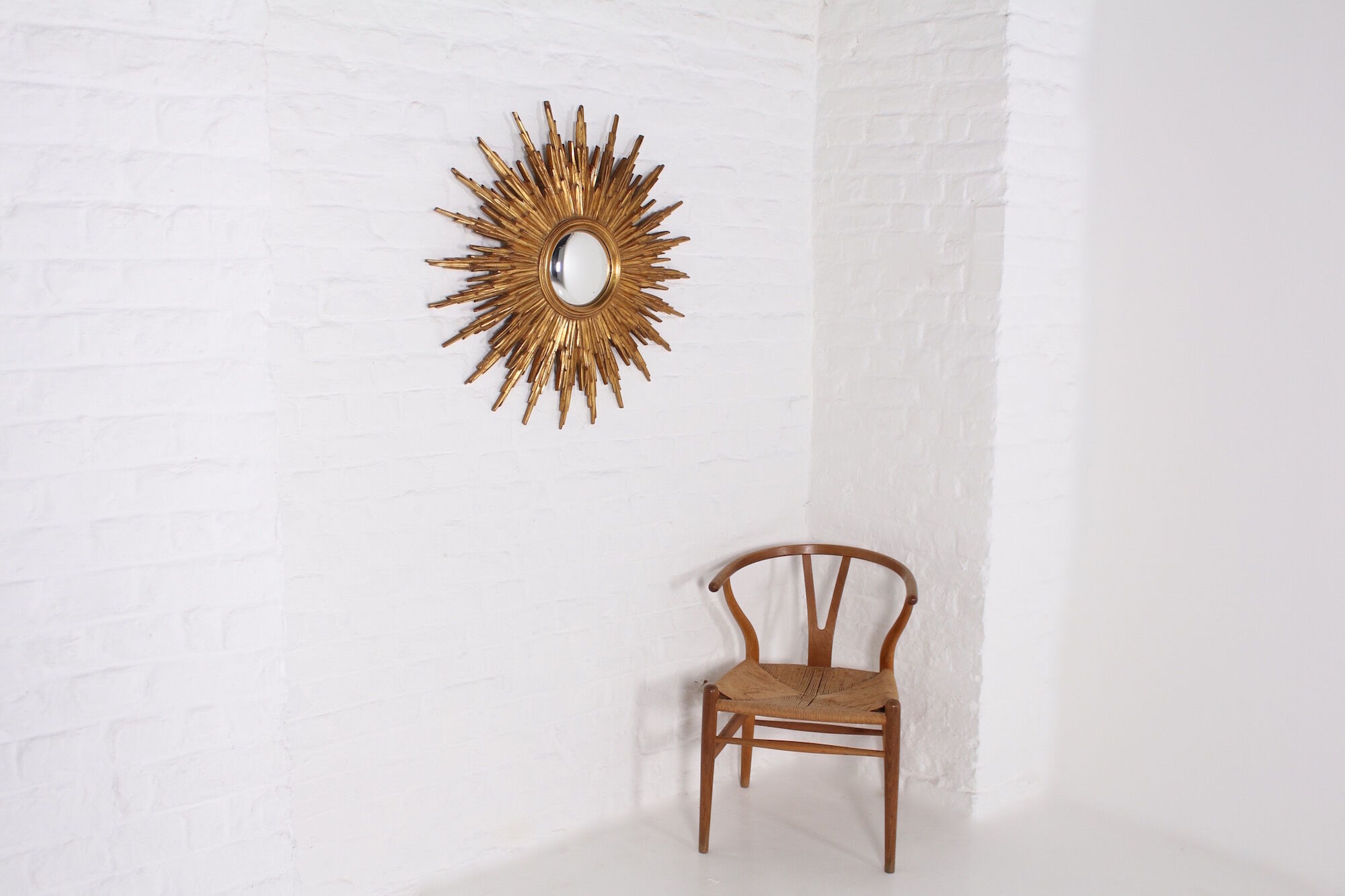 Mirror golden sun convex witch eye 80 x 80 cm