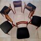 Suite of 6 chairs in beech and black skai