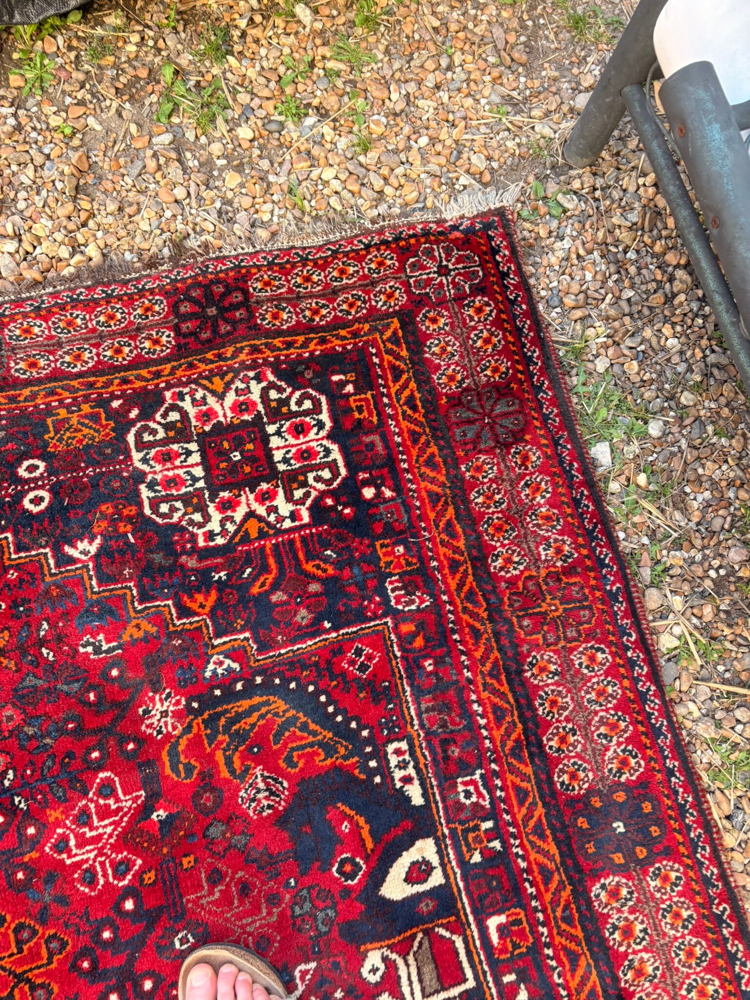 Ancient Persian Shiraz Rug 200x140 Wool Handmade Vintage Boho Chic Iran