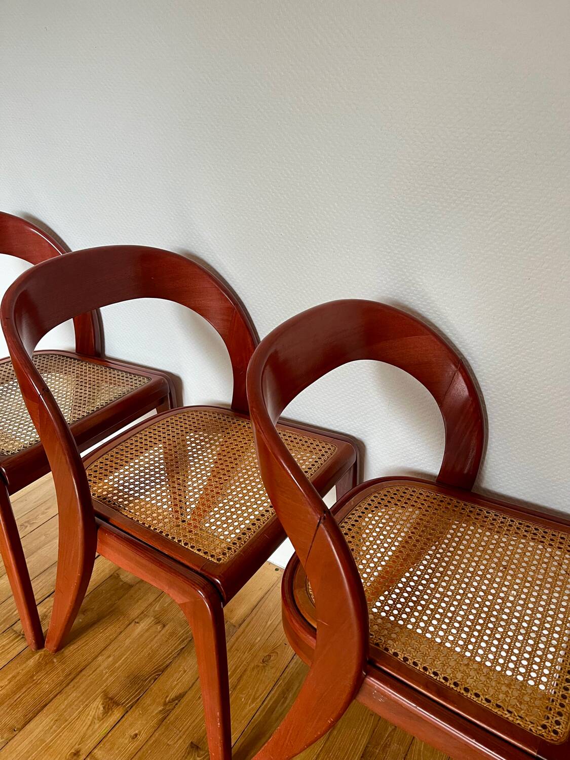 Set of 4 Baumann caned gondola chairs