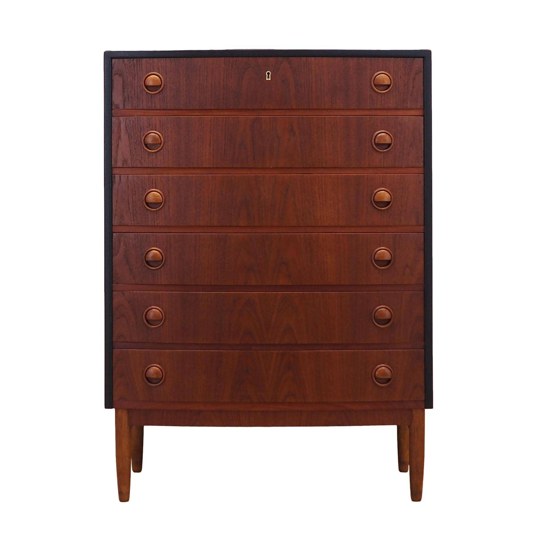 Teak chest of drawers, Danish design, 1960s, designer: Kai Kristiansen, manufacturer: Feldballes Møb