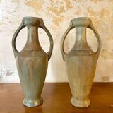 Pair of Gilbert Métenier ceramic amphora-shaped vases