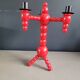 Vintage Scandinavian painted wooden candlestick
