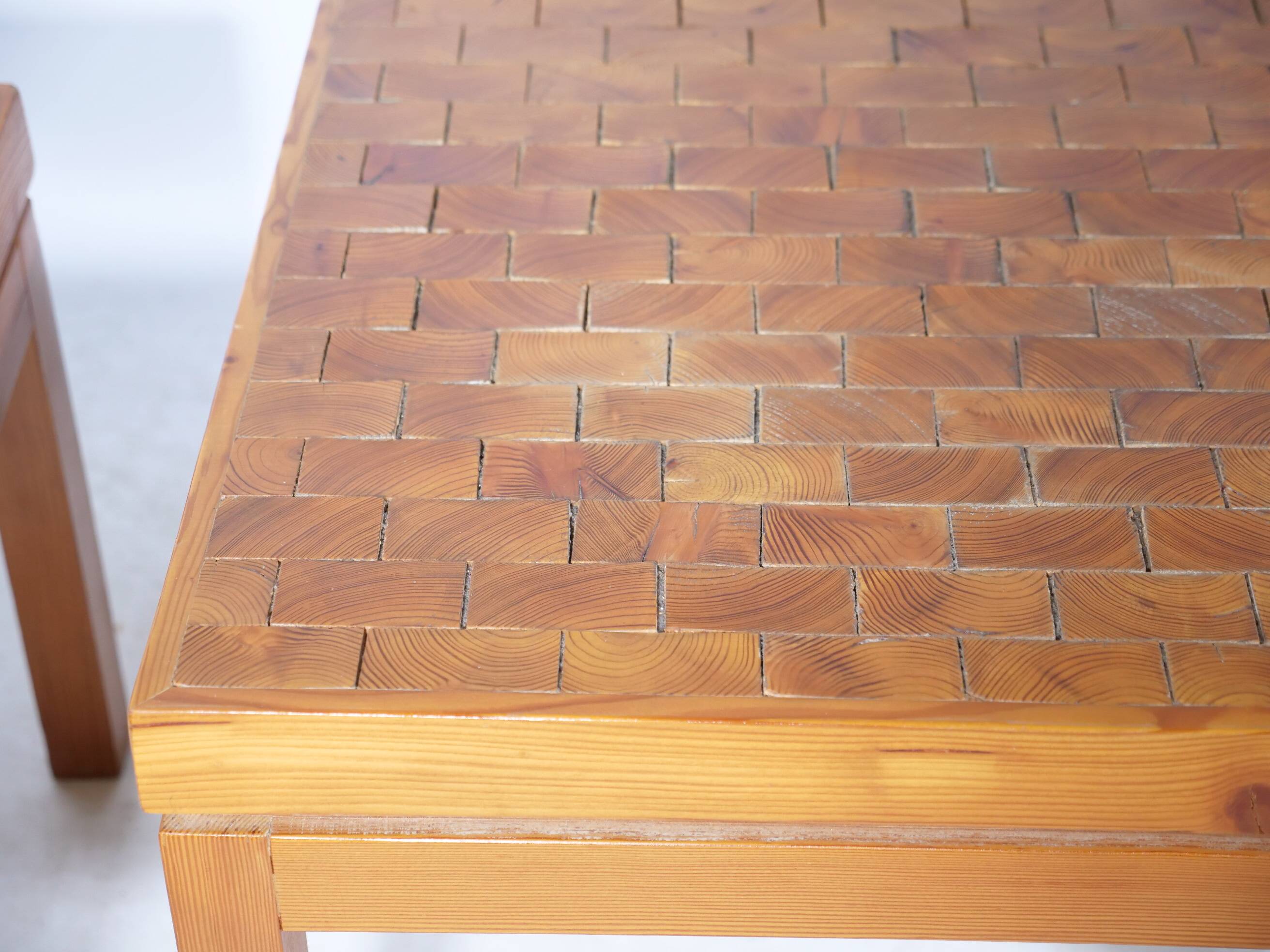 Vintage End Grain Wood Mosaic Tables  1960s