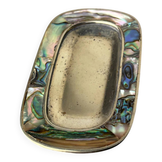 Abalone shell & alpaca tray, Mexico, circa 1970