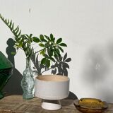 Ethnic standing cup in white glazed ceramic vintage vase