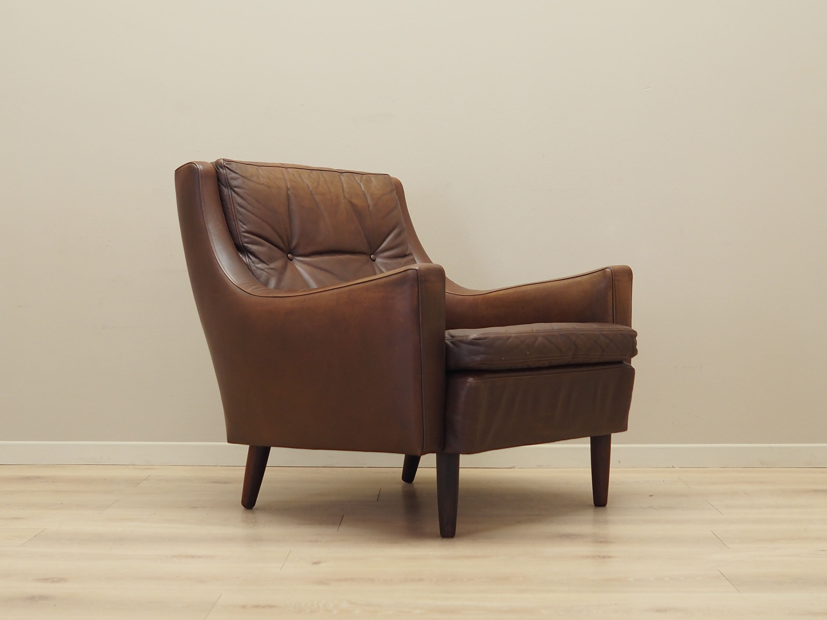 Brown leather armchair, Danish design, 1960s, designer: Edmund Jørgensen