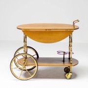 Brass and walnut bar cart by Cesare Lacca